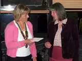 Judy Goodall from Chilton Wives presents a cheque to President Diane Clarke