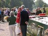 President Sulwen Vaughan presents life jackets to David Bruce