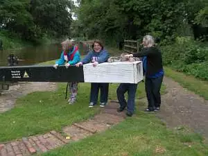 A group of guests at a lock