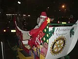 Santa sitting in his Abingdon Vesper sleigh outside Tesco